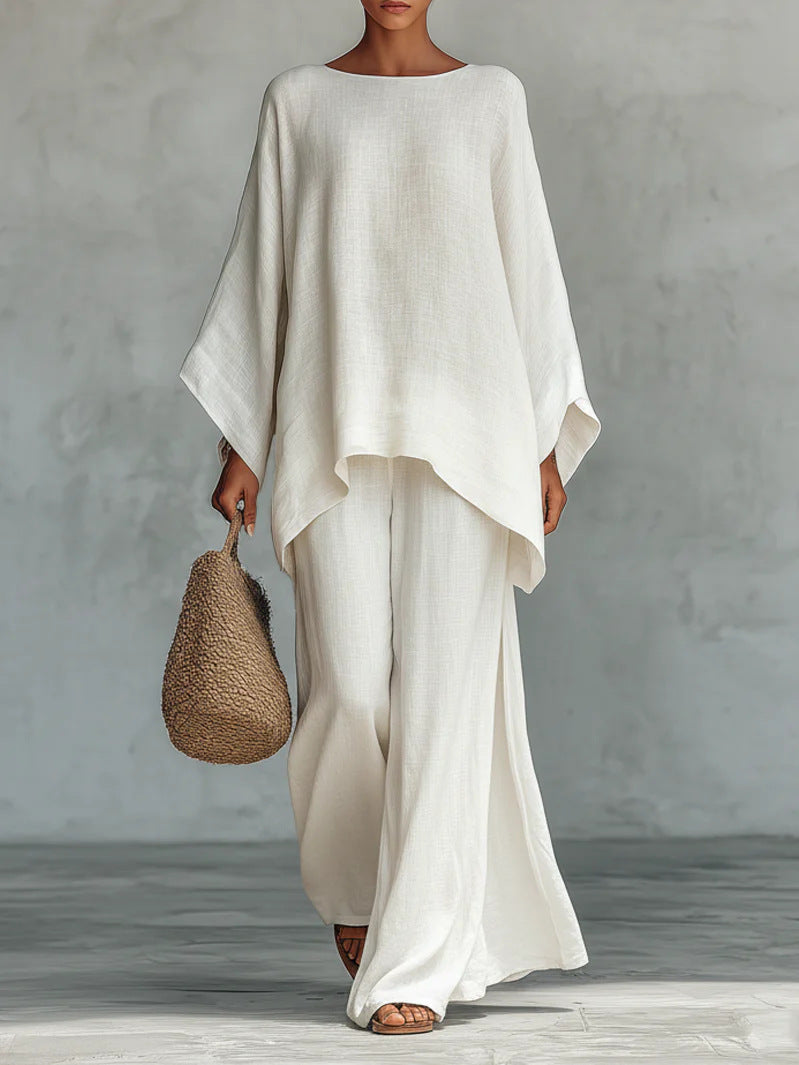 Women's Oversized Tunic Top Wide-Leg Pants Lounge Set