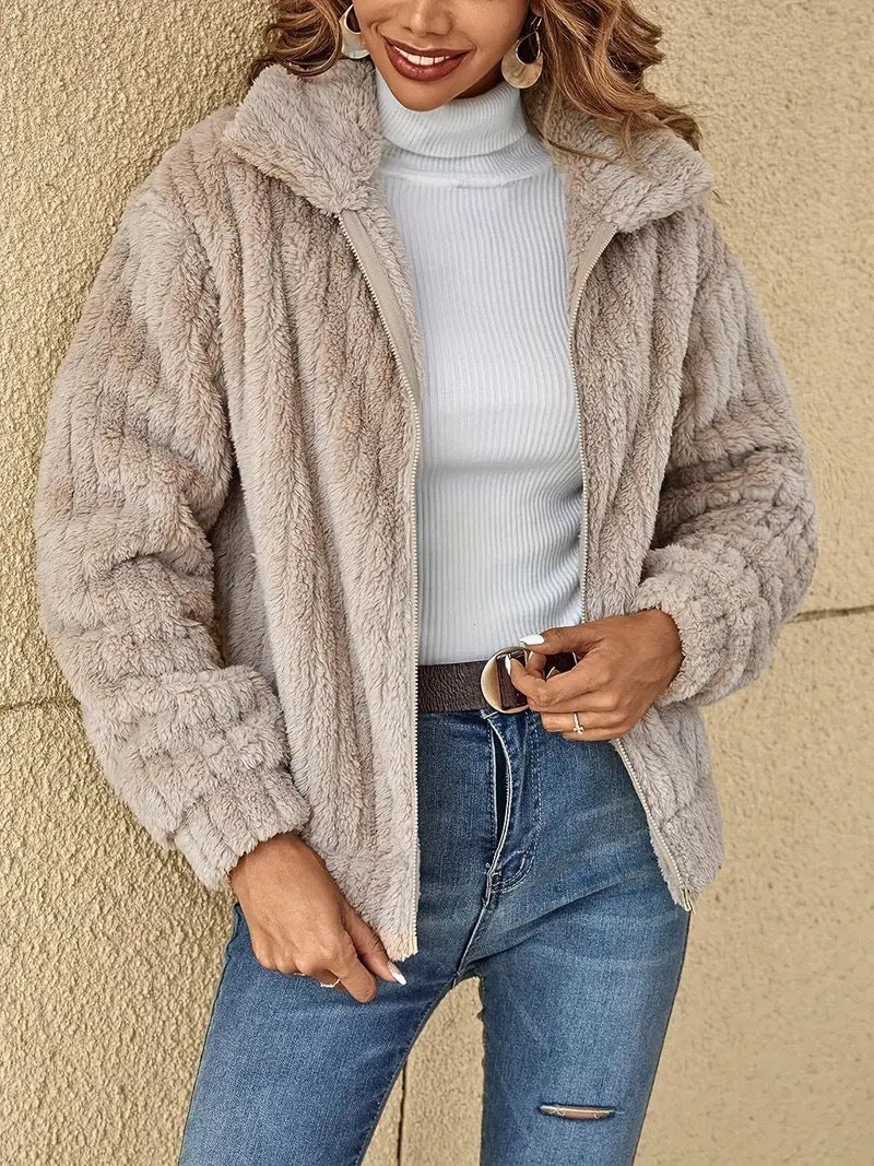 Diletta Plush Lapel Collar Short Coat