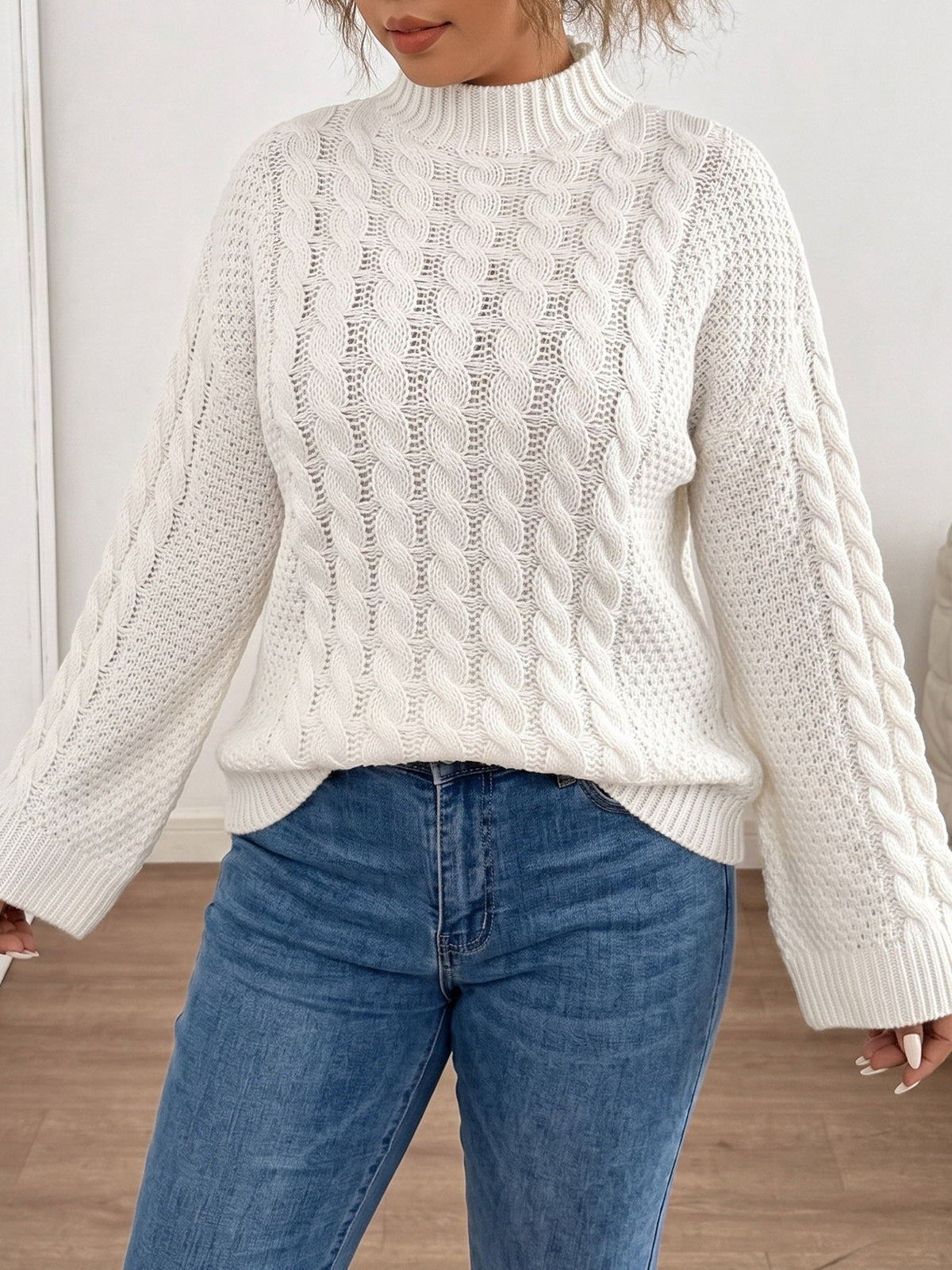Ronja Chunky Cable Flare Sleeve Sweater