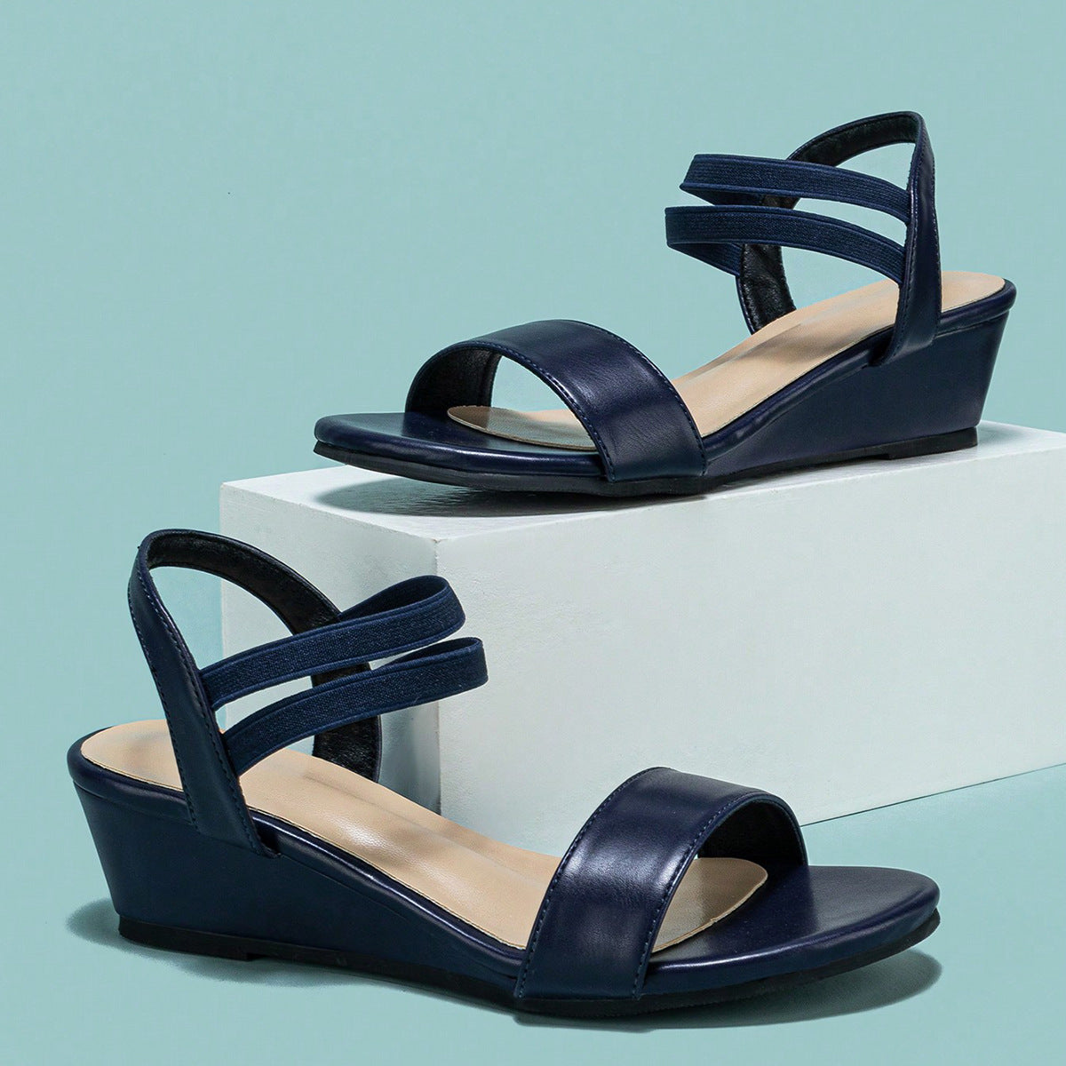 Zelie Double Strap Low Wedge Sandals