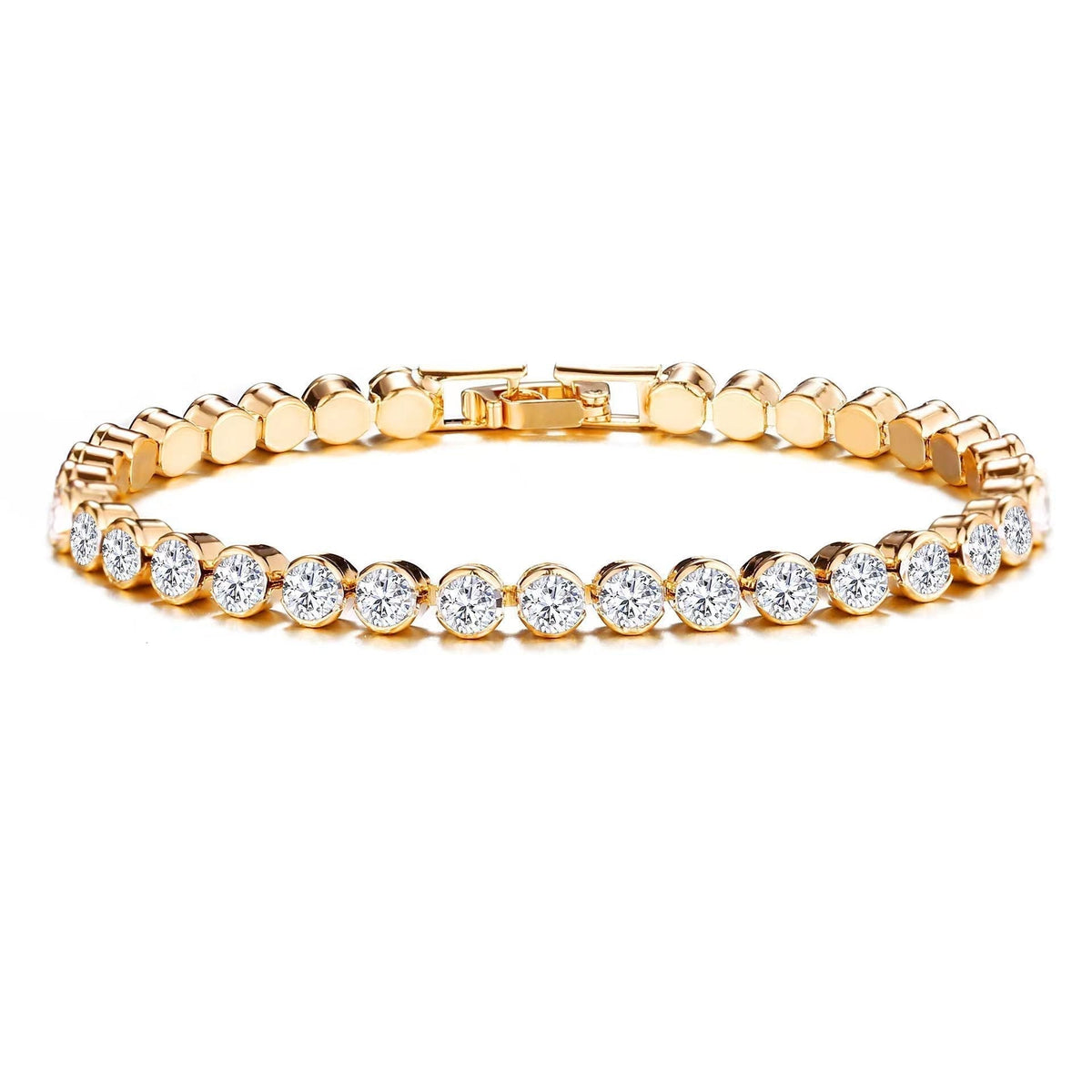 Tennis Bracelet Gold Round Cut Classic Timeless Jewelry