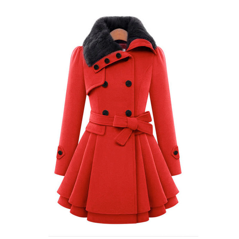 Claudia | Womens Belted Trench Coat with Faux Fur Collar | Faux Fur Cuffs, Tailored Fit | Beige, Black and More 2XS-3XL