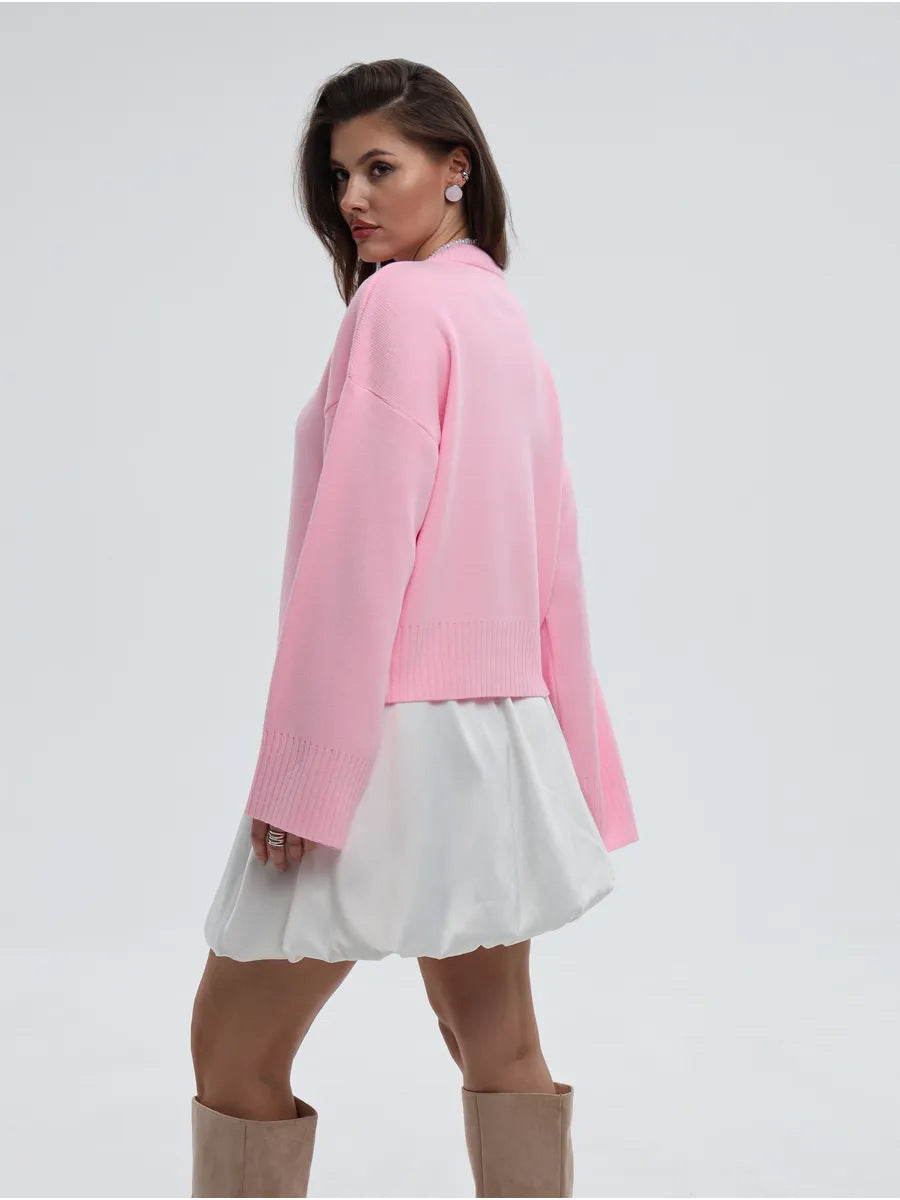 Signe Ribbed-Cuff Oversized Pullover Sweater