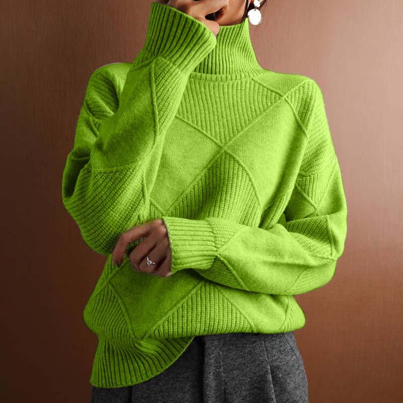 Women's Geometric Turtleneck Sweater, Long Sleeves