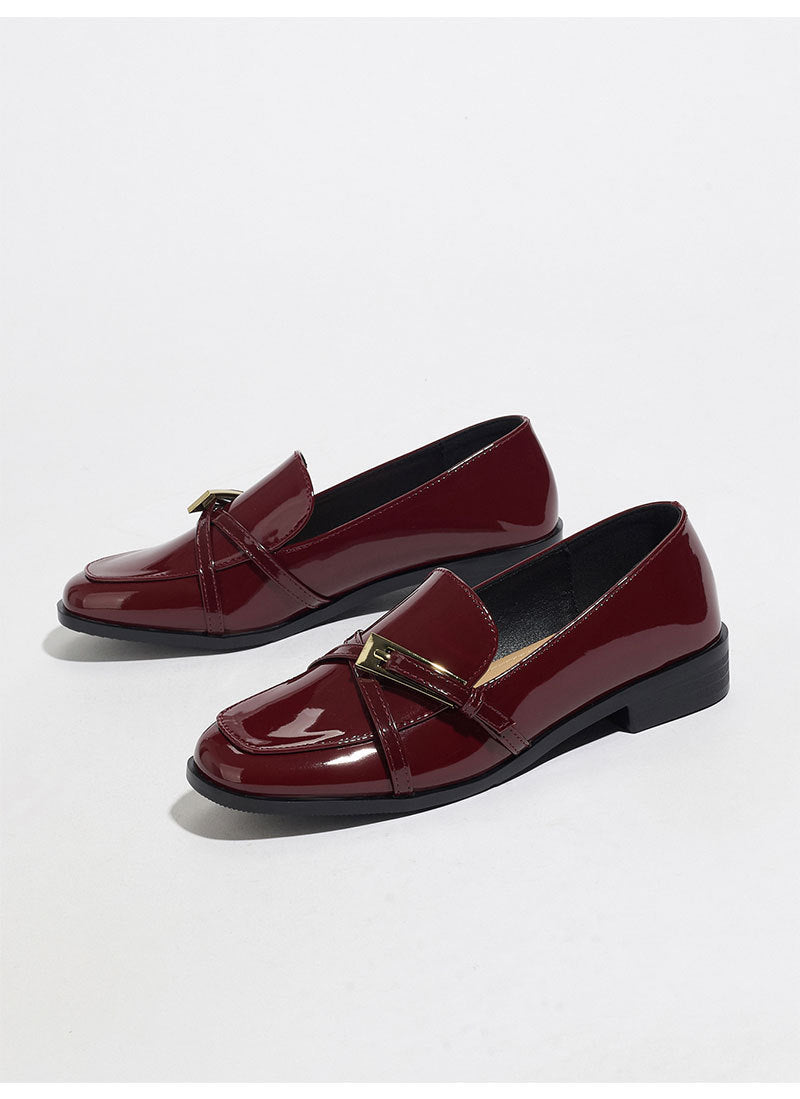 Ophelie Patent Square Toe Bar Loafers