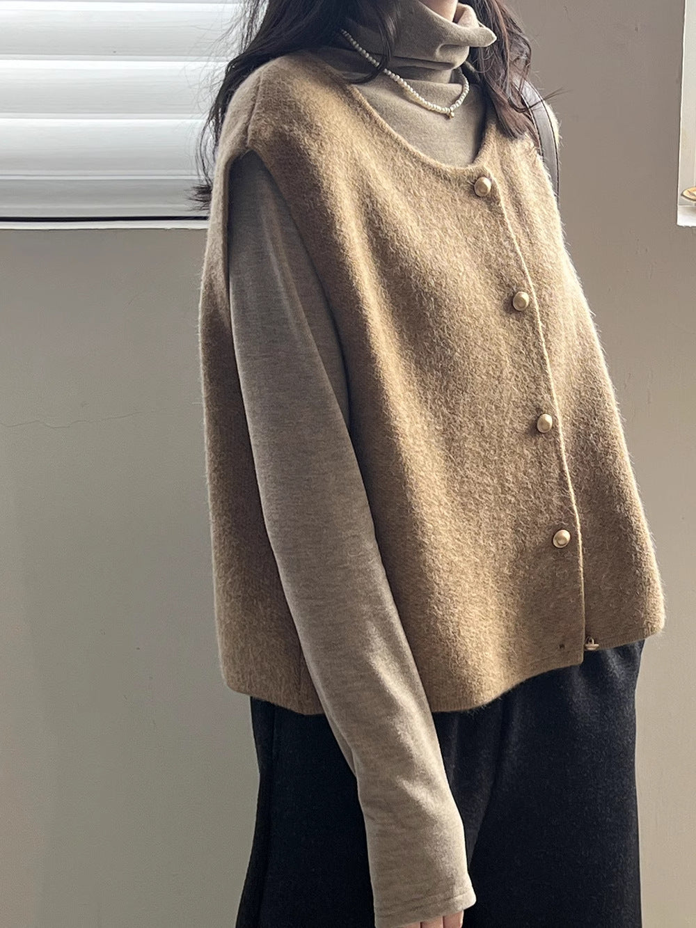 Amaya Button-Front Knit Sweater Vest
