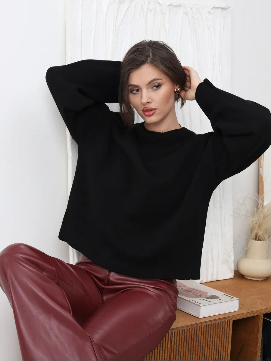 Signe Ribbed-Cuff Oversized Pullover Sweater