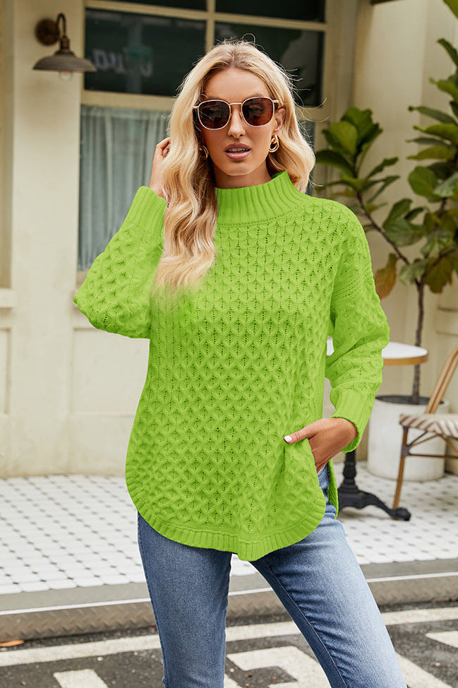 Gaelle Textured Mock Neck Tunic Sweater