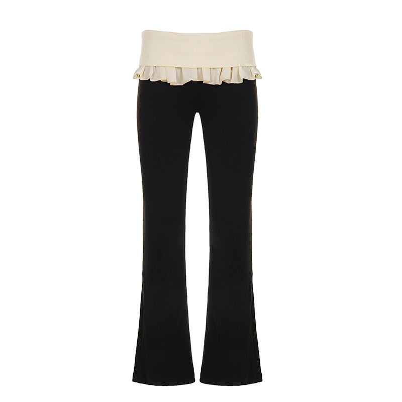 Women's Flared Trousers with Adjustable Belt