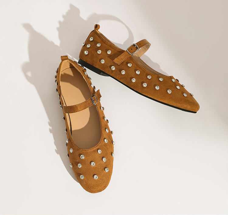 Dagmar Rhinestone Mary Jane Ballet Flats