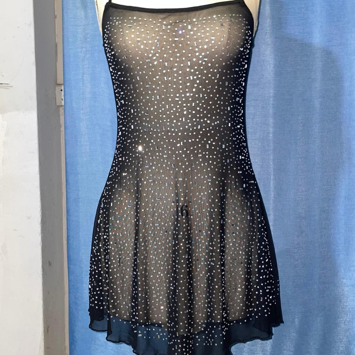 Women's Sequin Mini Dress with Adjustable Straps | Party and Wedding Guest Style | Sizes S to XL, Silver Grey