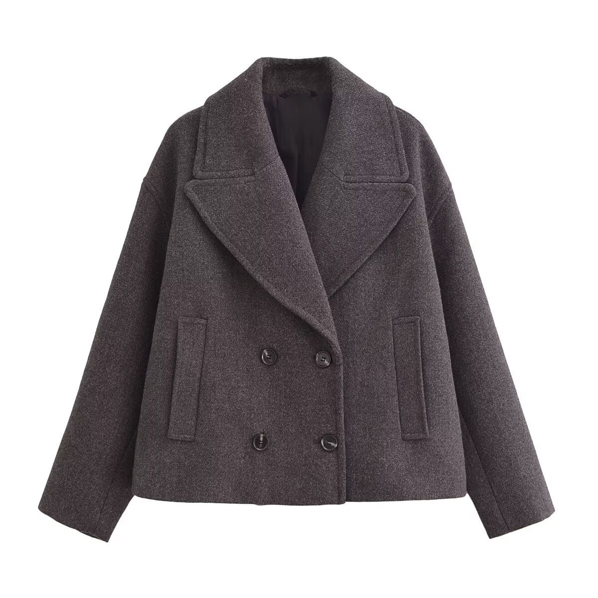 Thalia Double-Breasted Cropped Pea Coat