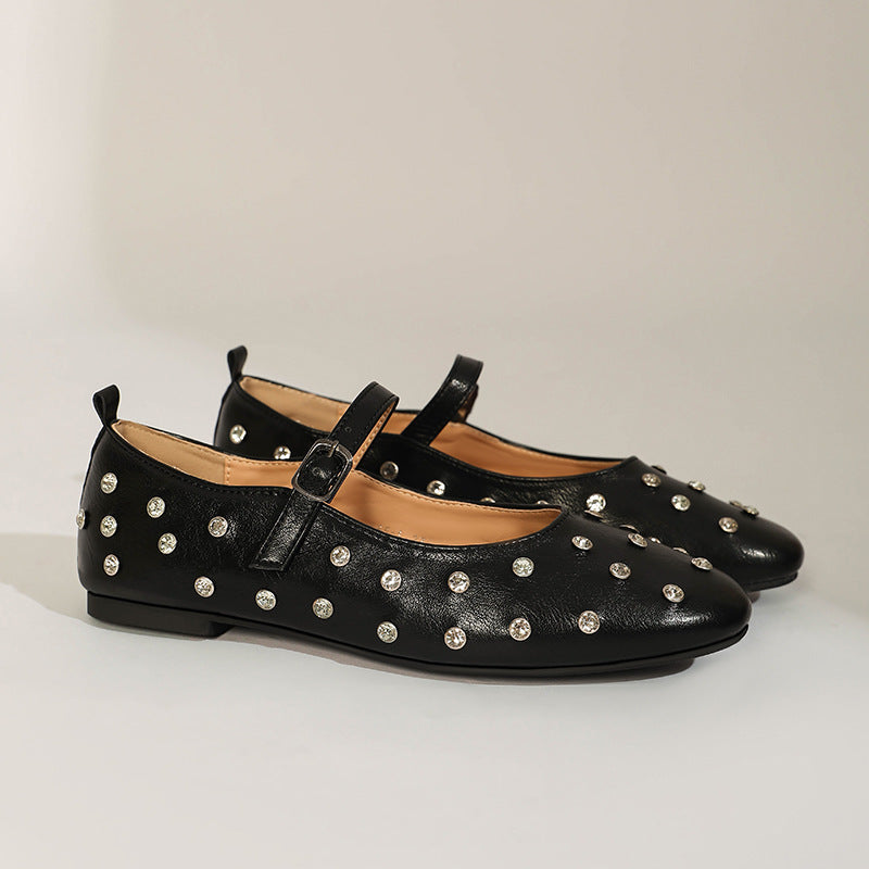 Dagmar Rhinestone Mary Jane Ballet Flats