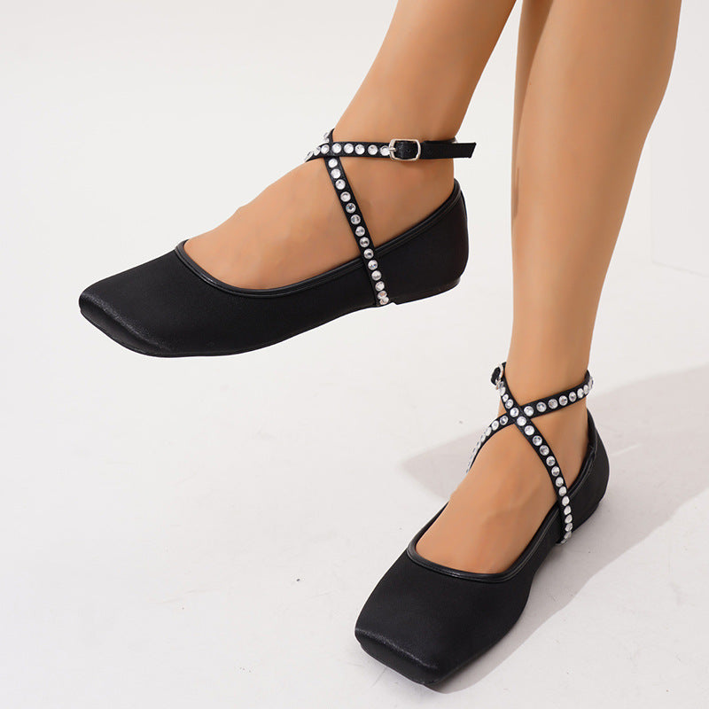 Celinea Crystal Strap Ballet Flats