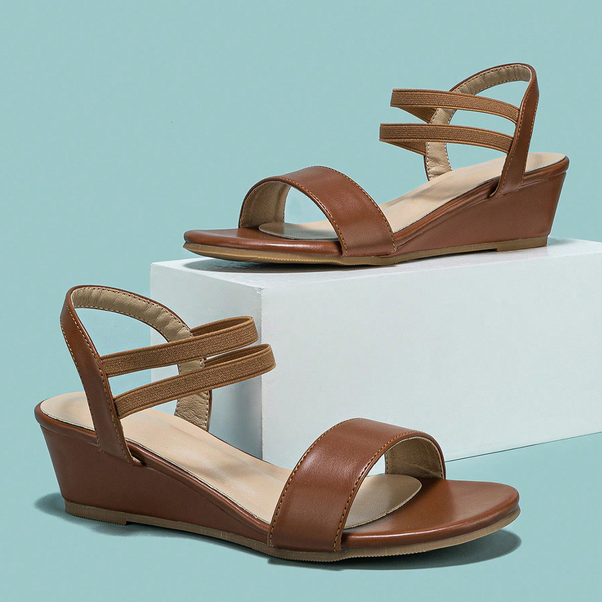 Zelie Double Strap Low Wedge Sandals