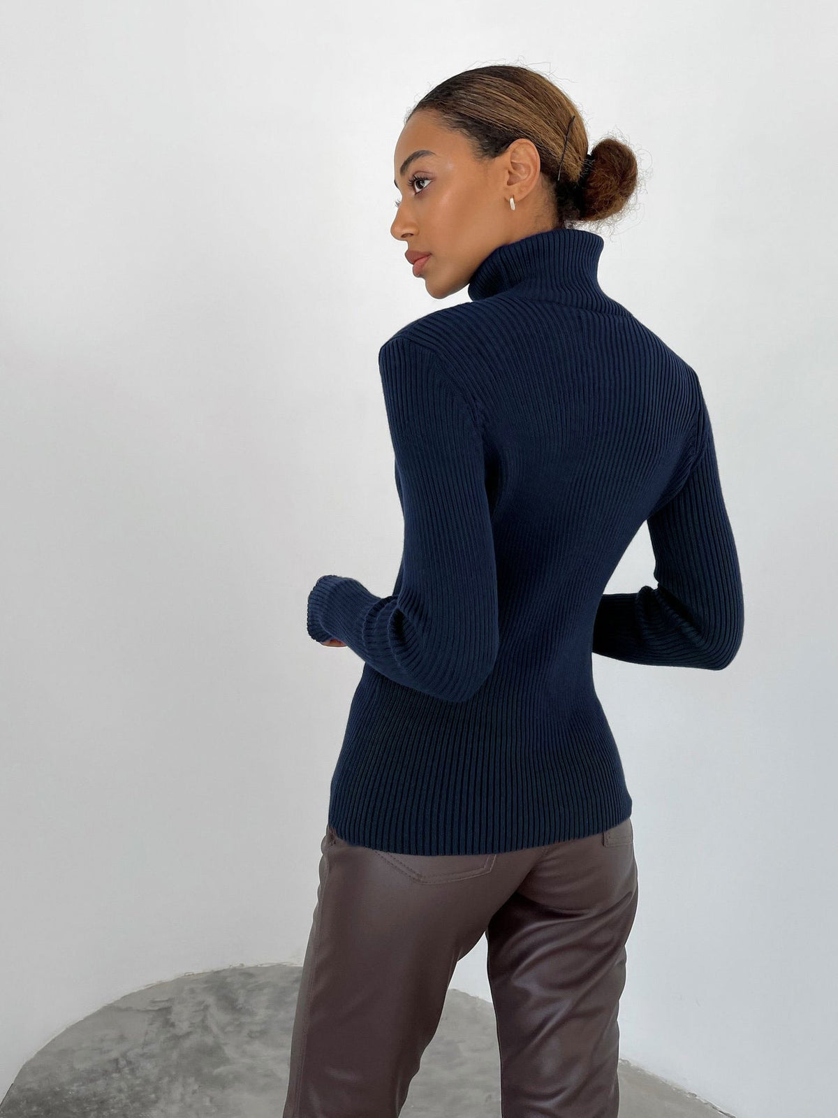 Dagny Cotton Ribbed Knit Turtleneck Sweater