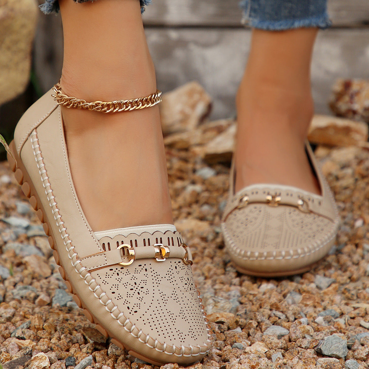 Women's Perforated Loafers with Cushioned Footbed