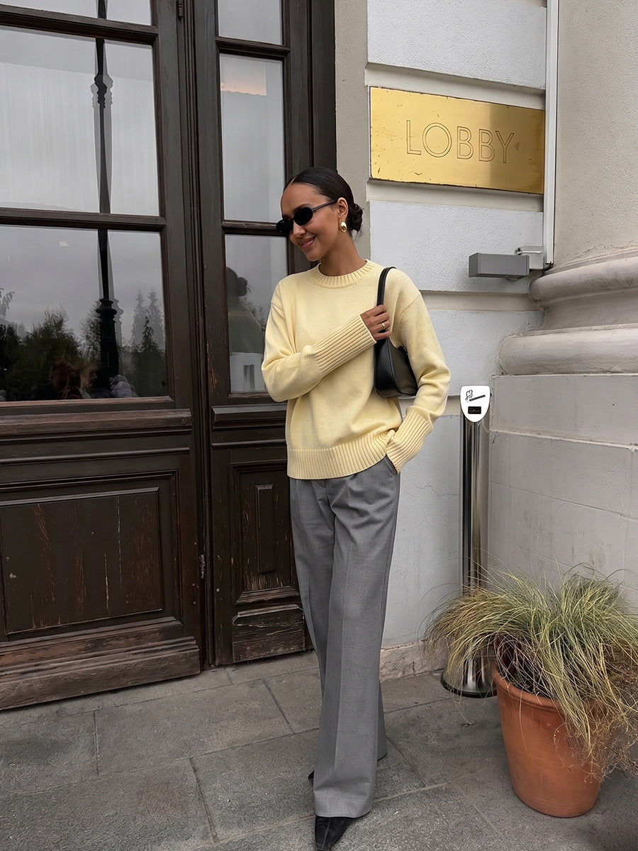 Ottilia Cotton Crew Neck Drop Shoulder Sweater