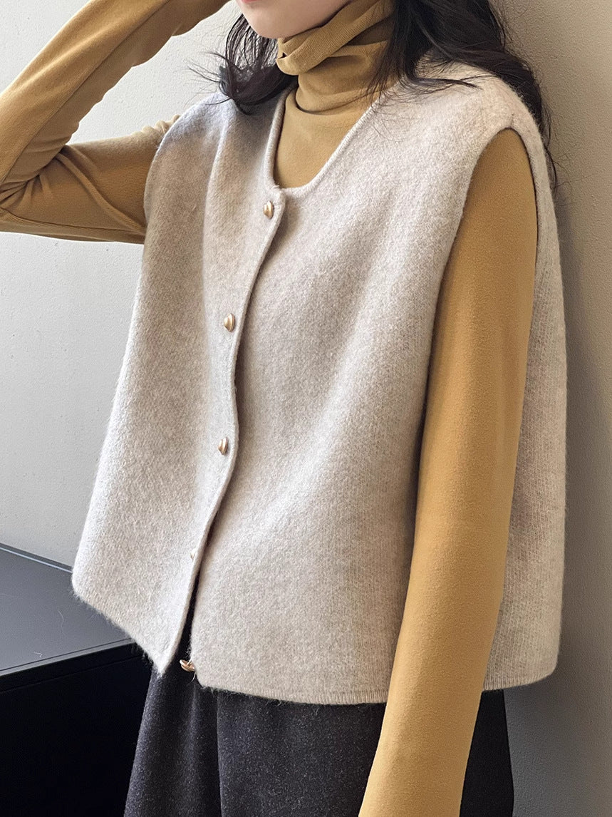 Amaya Button-Front Knit Sweater Vest