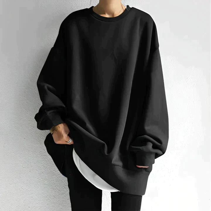 Alice | Womens Oversized Tunic Sweater | Crew Neck, Drop Shoulder, Long Sleeve | Black, Brown, Army Green and More S-3XL
