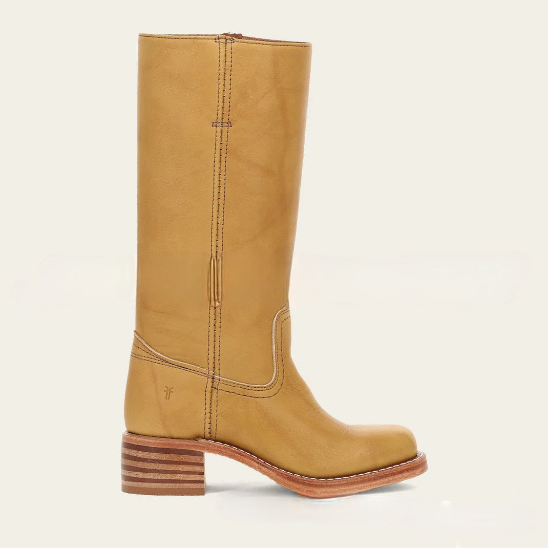 Ulla Stacked-Heel Pull-On Knee-High Boots