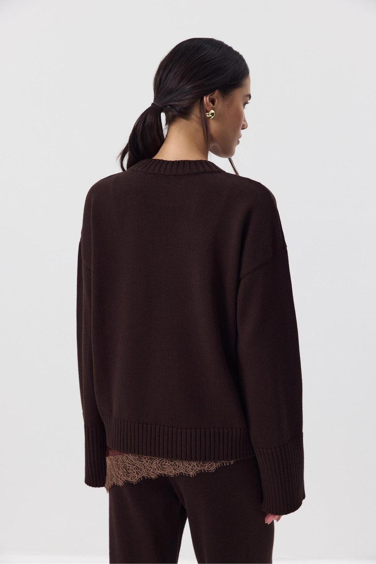 Ottilia Cotton Crew Neck Drop Shoulder Sweater