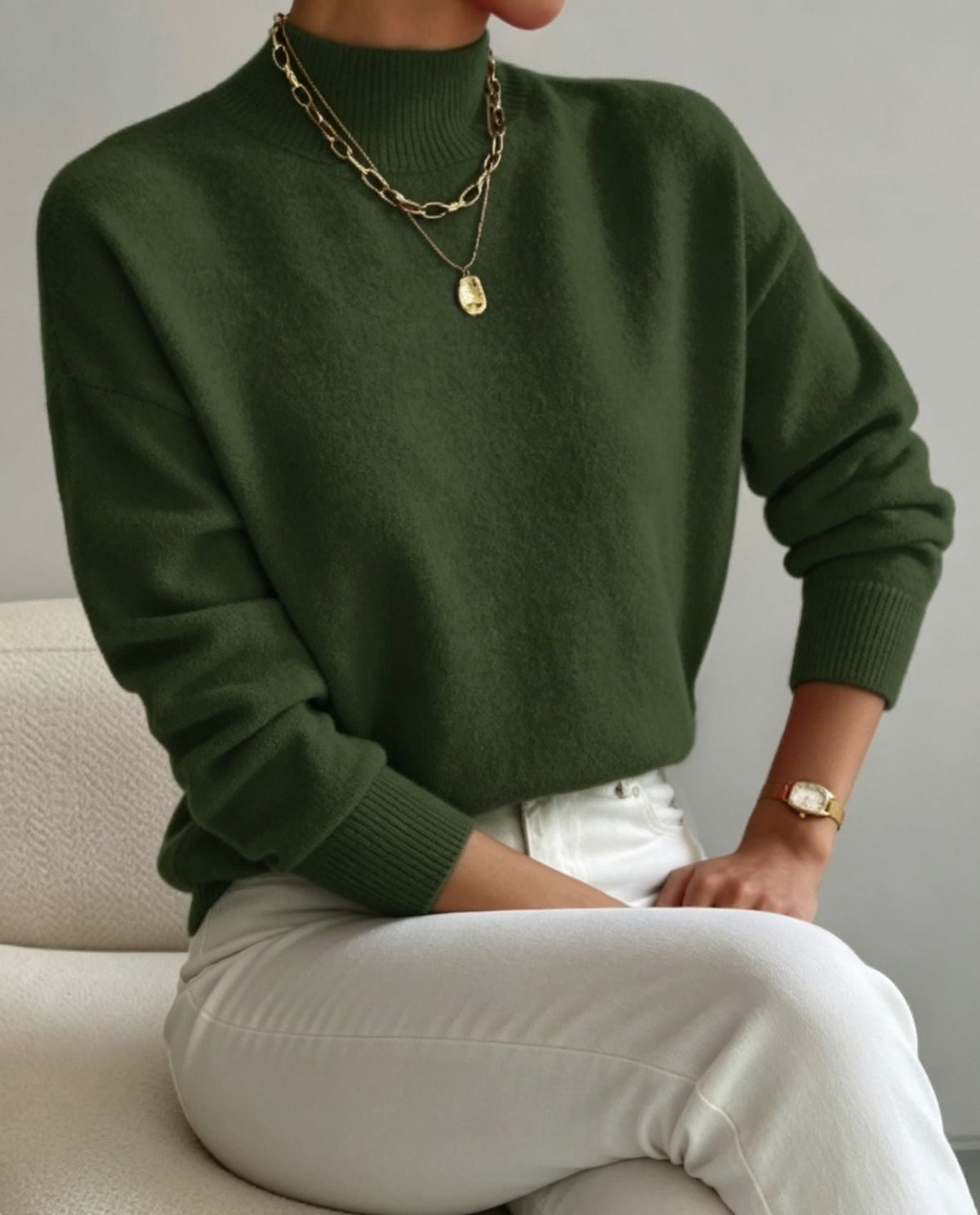 Women's Mock Neck Relaxed Fit Sweater Long Sleeve