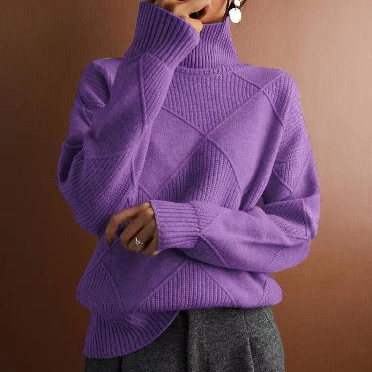 Mafalda Diamond Knit Turtleneck Sweater
