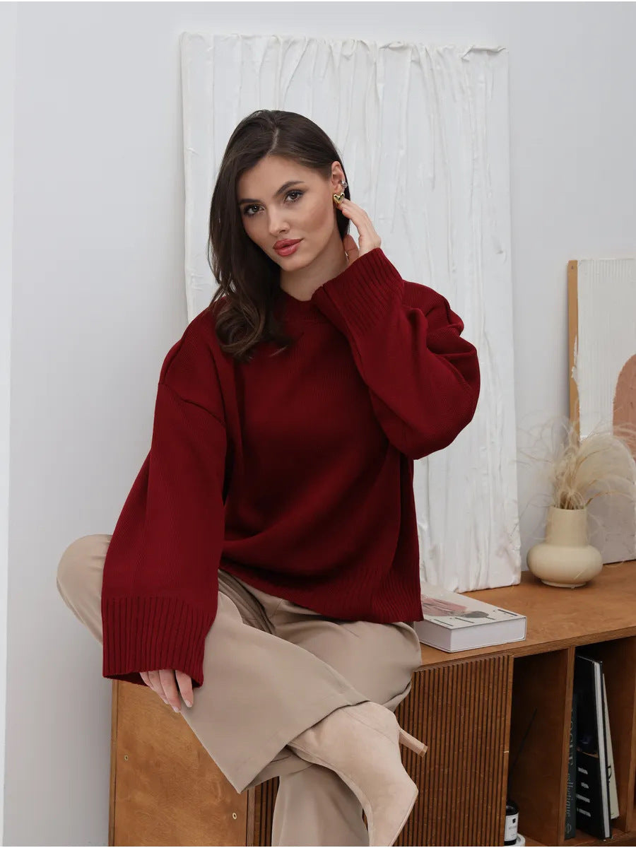 Signe Ribbed-Cuff Oversized Pullover Sweater