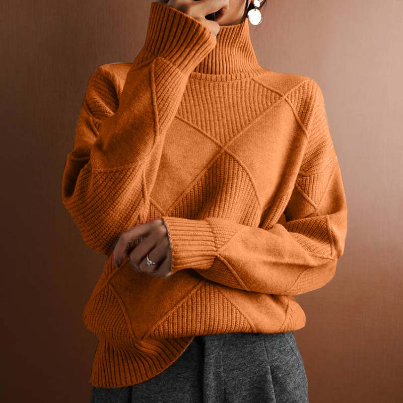 Women's Geometric Turtleneck Sweater, Long Sleeves