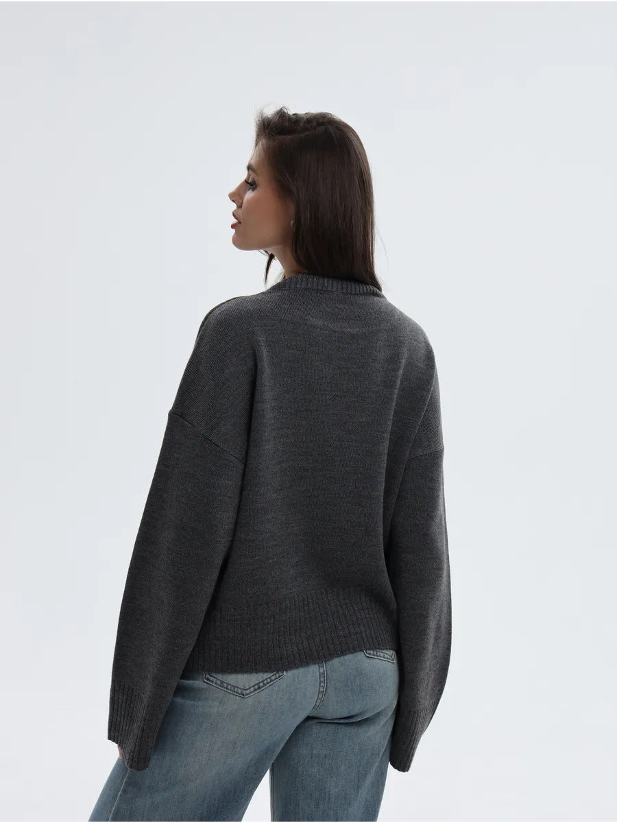 Signe Ribbed-Cuff Oversized Pullover Sweater