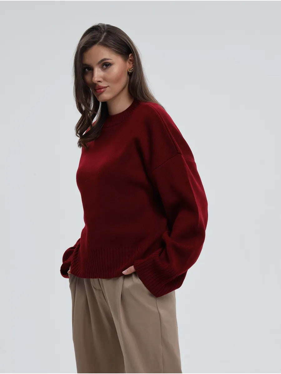 Signe Ribbed-Cuff Oversized Pullover Sweater