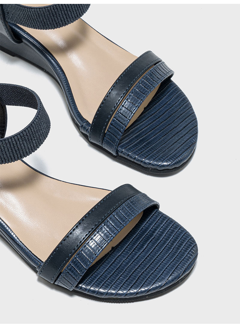 Odile Textured Strap Low Wedge Sandals
