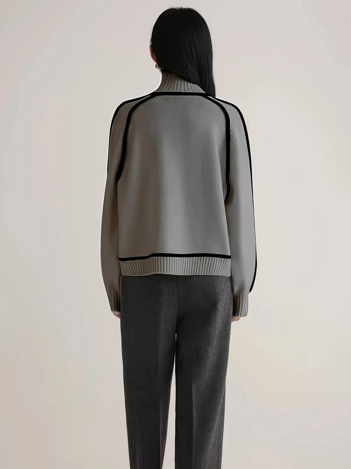 Ornella Contrast Piping Turtleneck Sweater