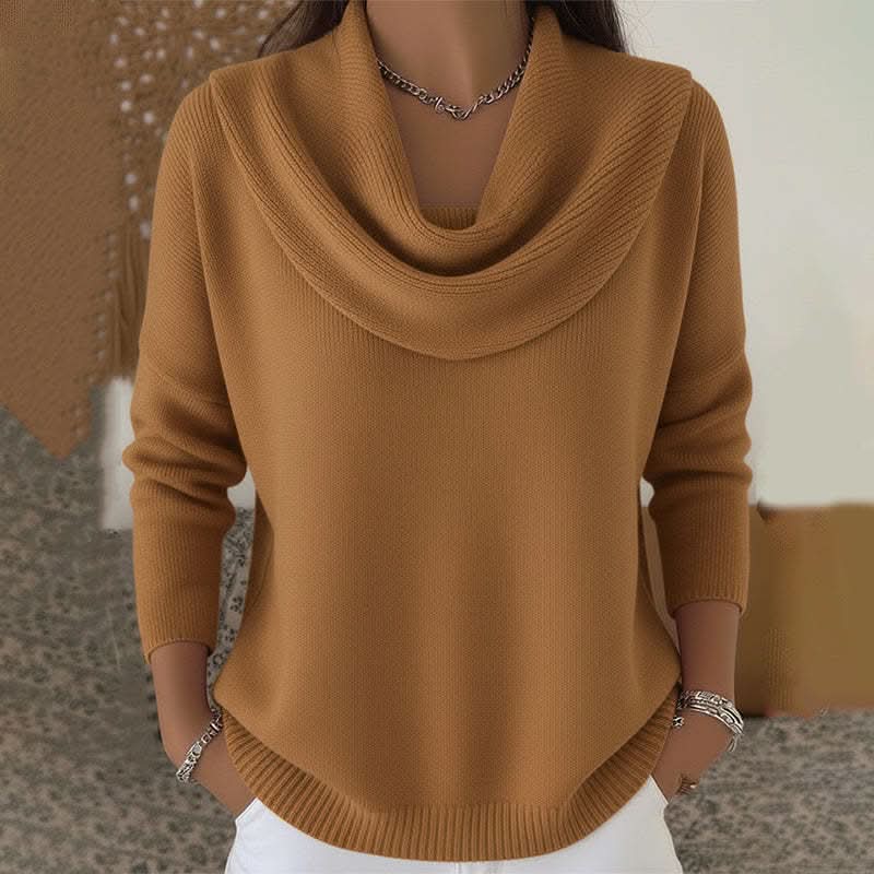Natalie | Womens Cowl Neck Knit Sweater in Soft Cotton | Relaxed Fit, Office to Weekend | Red, Pink, Black and More S-3XL