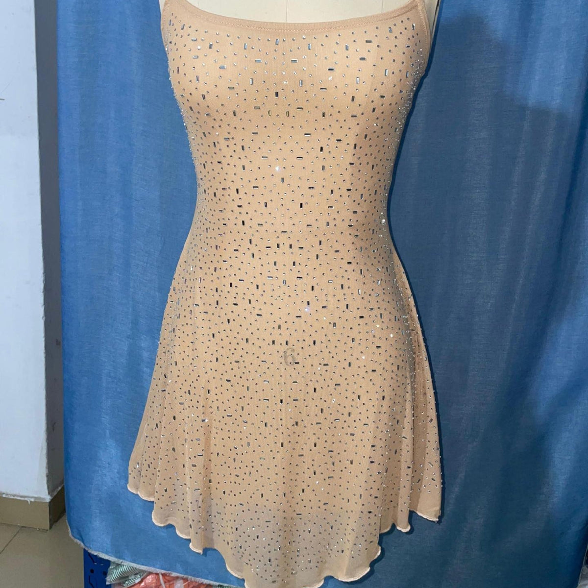 Women's Sequin Mini Dress with Adjustable Straps | Party and Wedding Guest Style | Sizes S to XL, Silver Grey