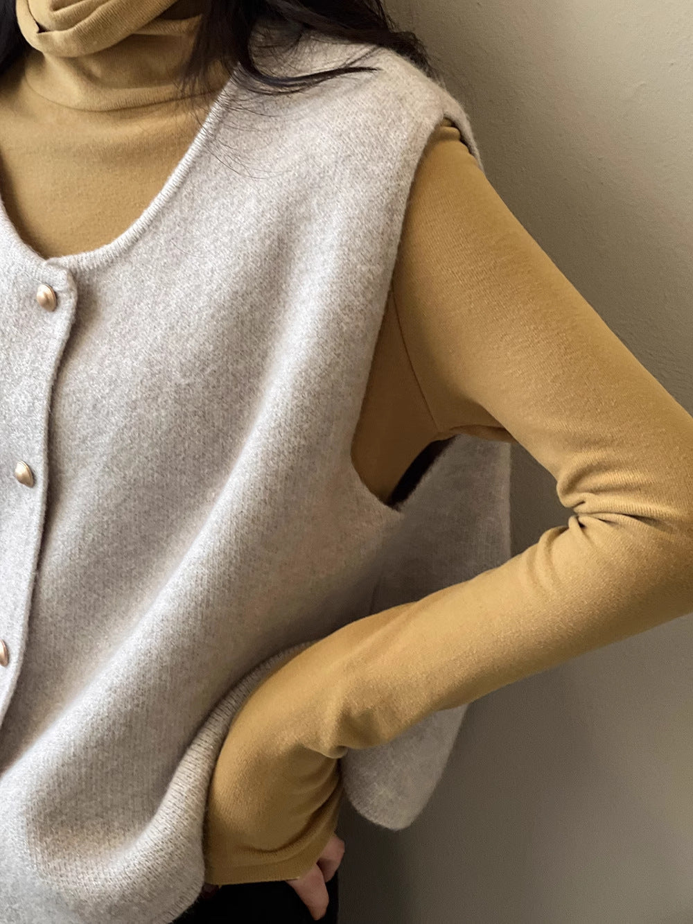 Amaya Button-Front Knit Sweater Vest