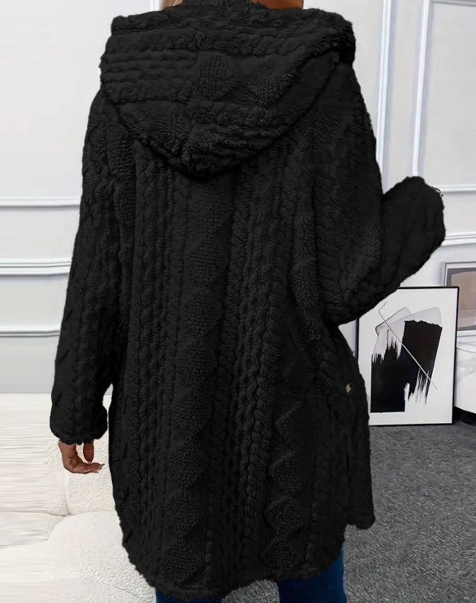 Embla Hooded Sherpa Fleece Button Jacket