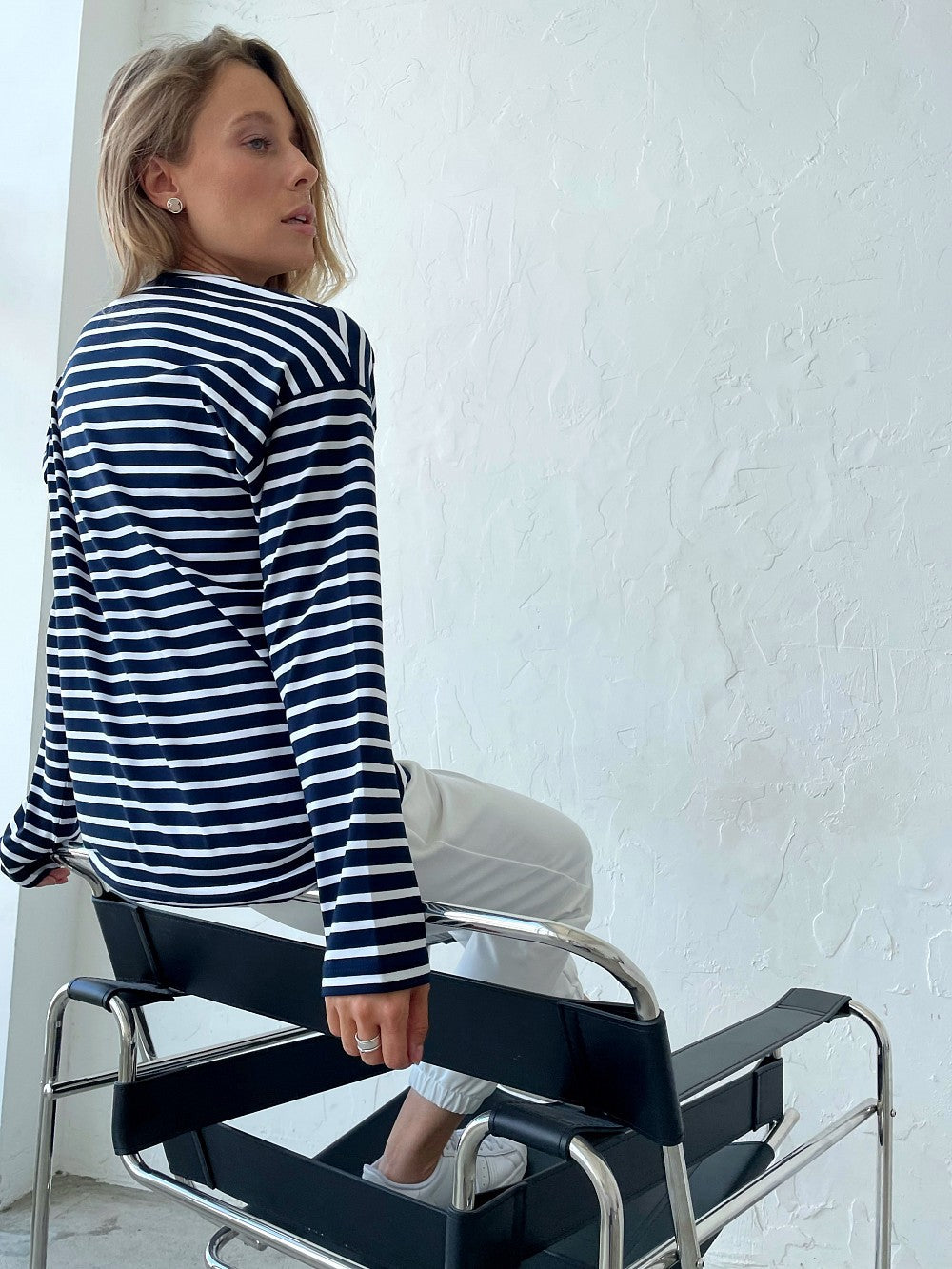 Demelza Striped Cotton Long Sleeve Tee