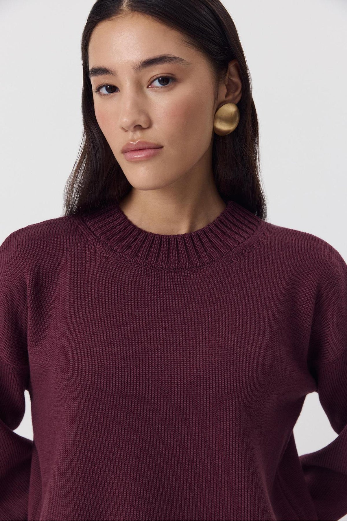 Ottilia Cotton Crew Neck Drop Shoulder Sweater
