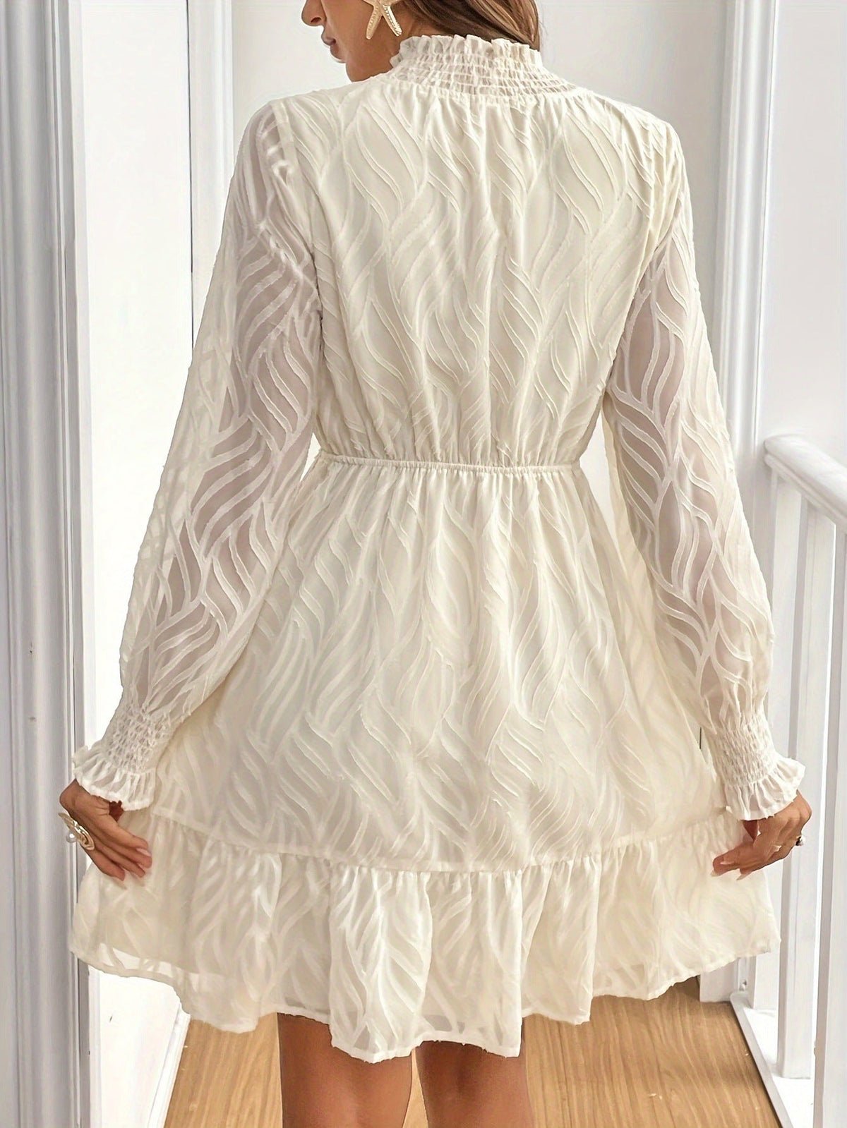 Josiane Wave-Texture Ruffle A-Line Dress