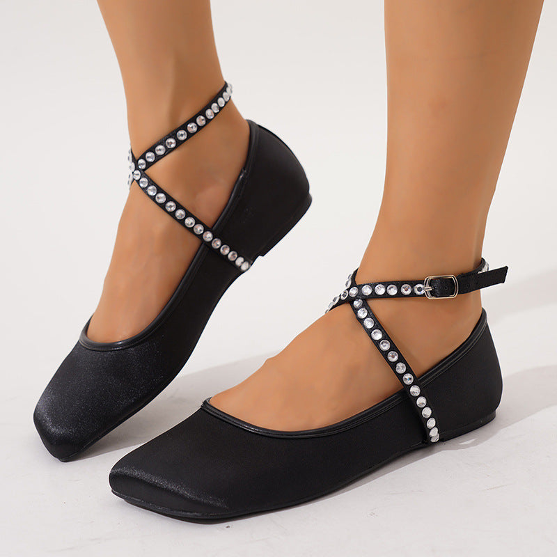 Celinea Crystal Strap Ballet Flats