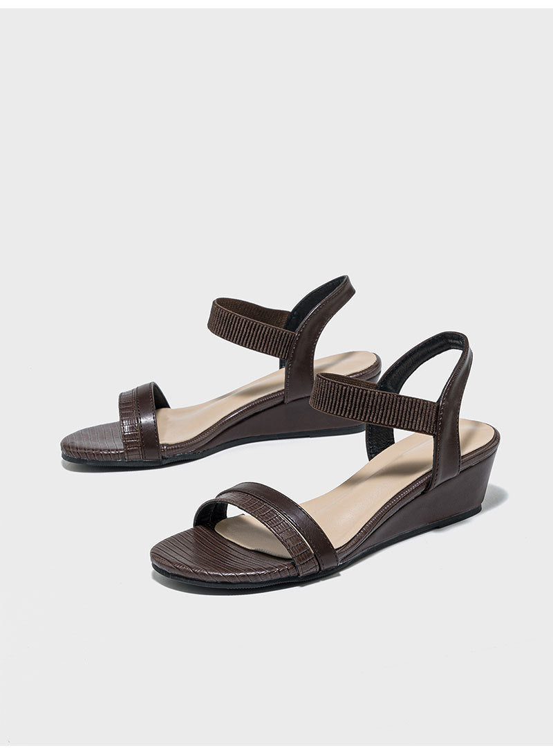 Odile Textured Strap Low Wedge Sandals
