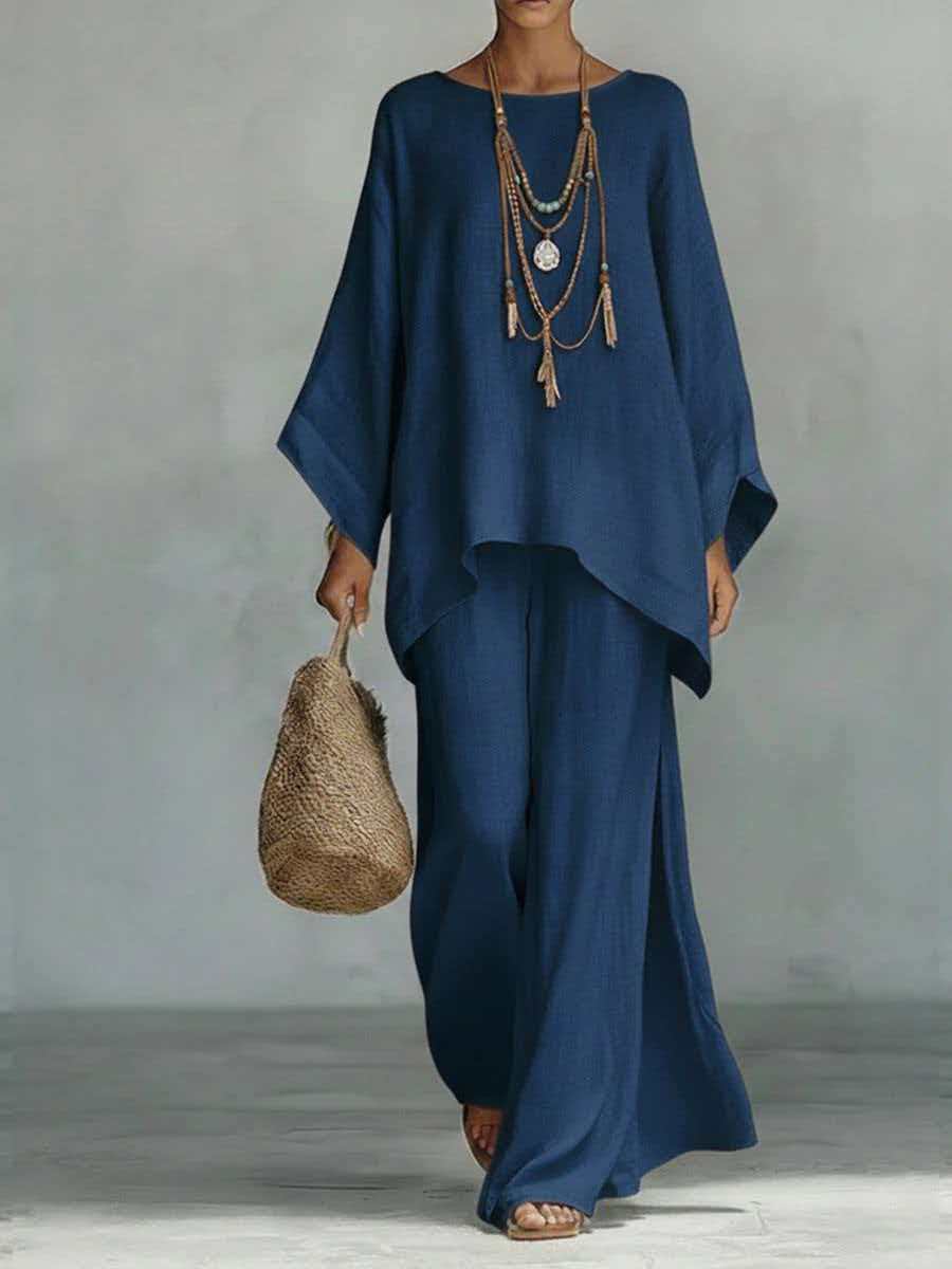 Women's Oversized Tunic Top Wide-Leg Pants Lounge Set
