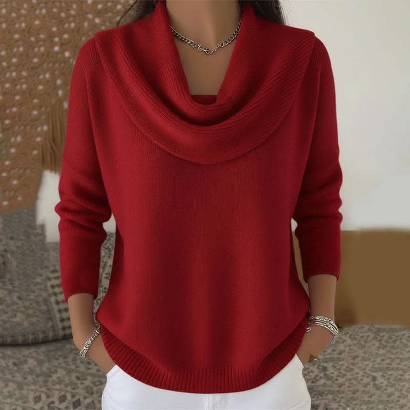 Natalie | Womens Cowl Neck Knit Sweater in Soft Cotton | Relaxed Fit, Office to Weekend | Red, Pink, Black and More S-3XL