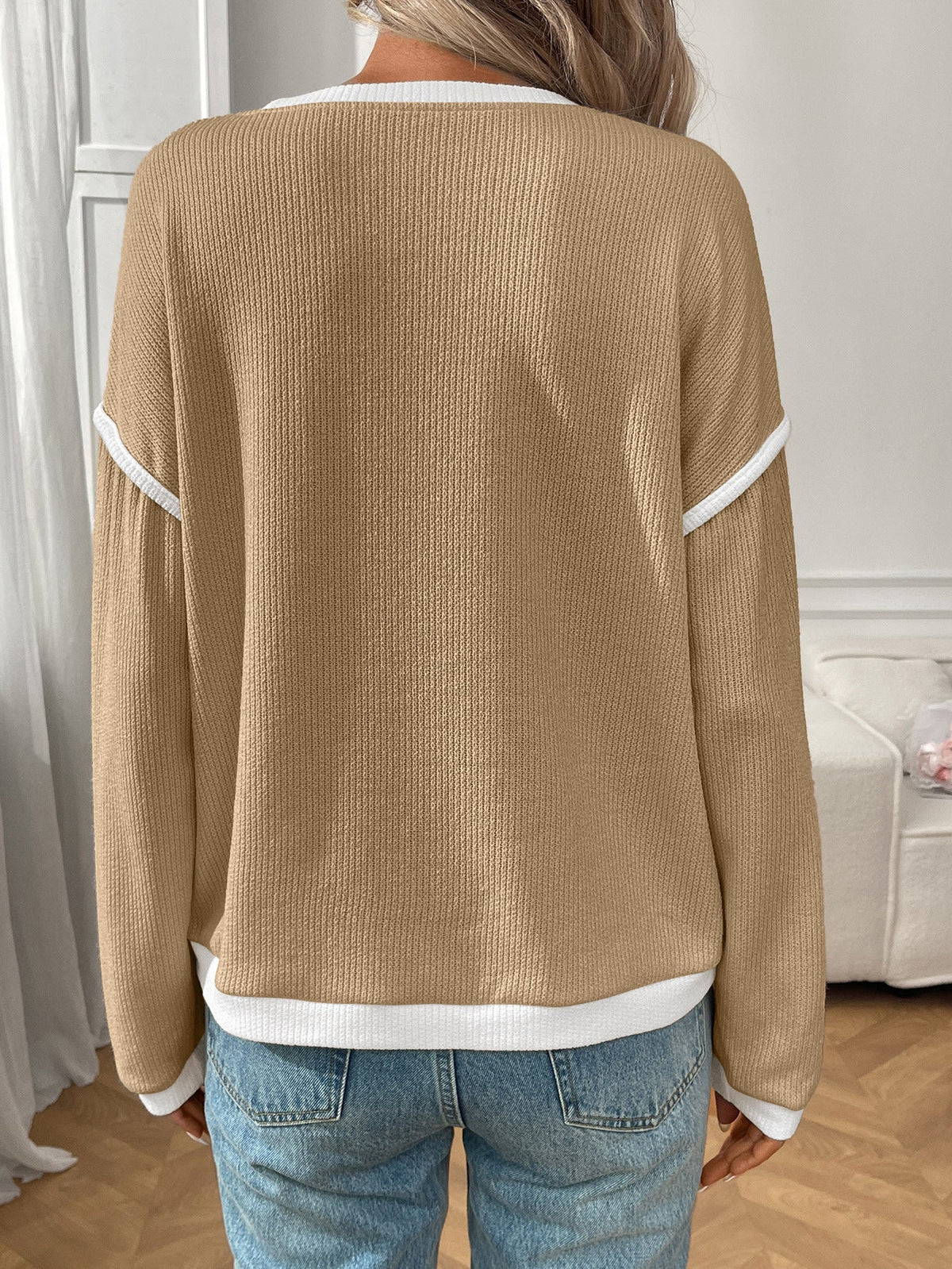 Bruna Contrast-Trim Ribbed Knit Top