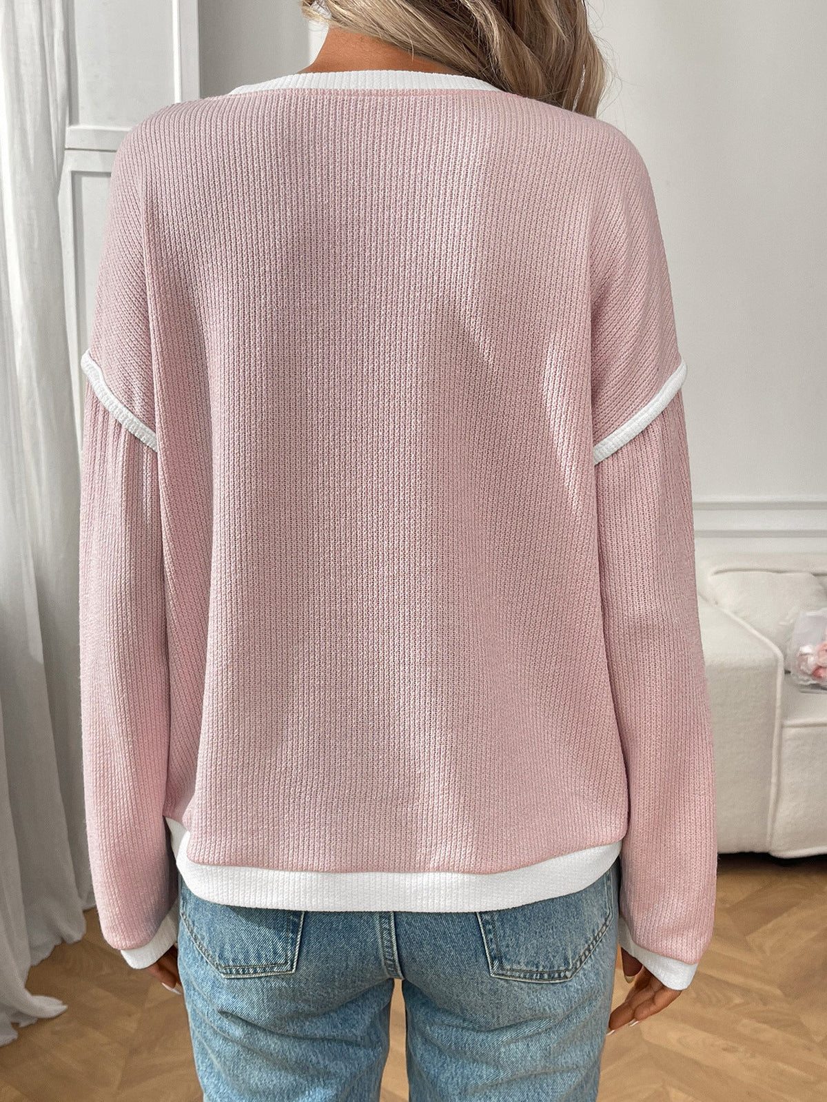 Bruna Contrast-Trim Ribbed Knit Top