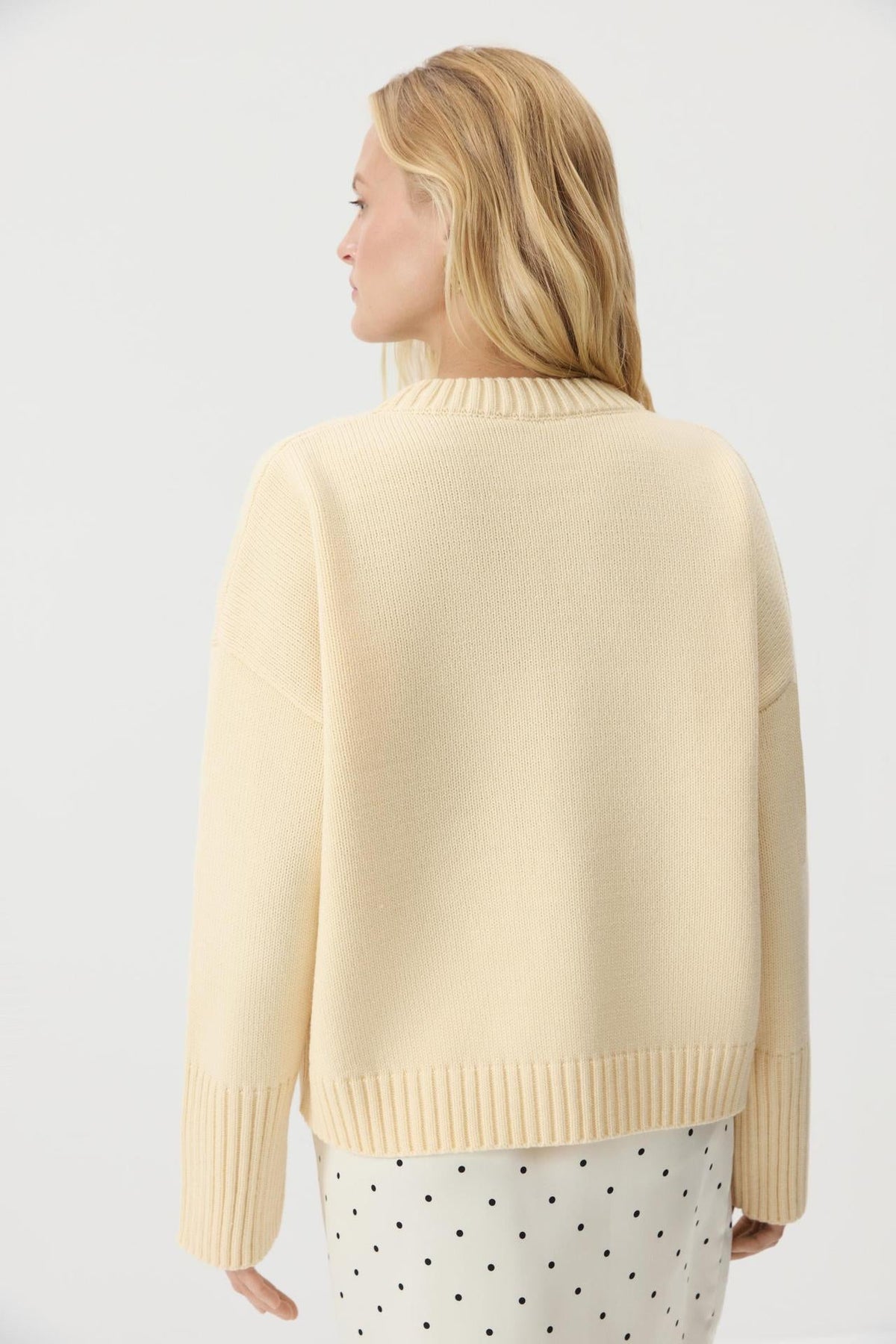 Ottilia Cotton Crew Neck Drop Shoulder Sweater