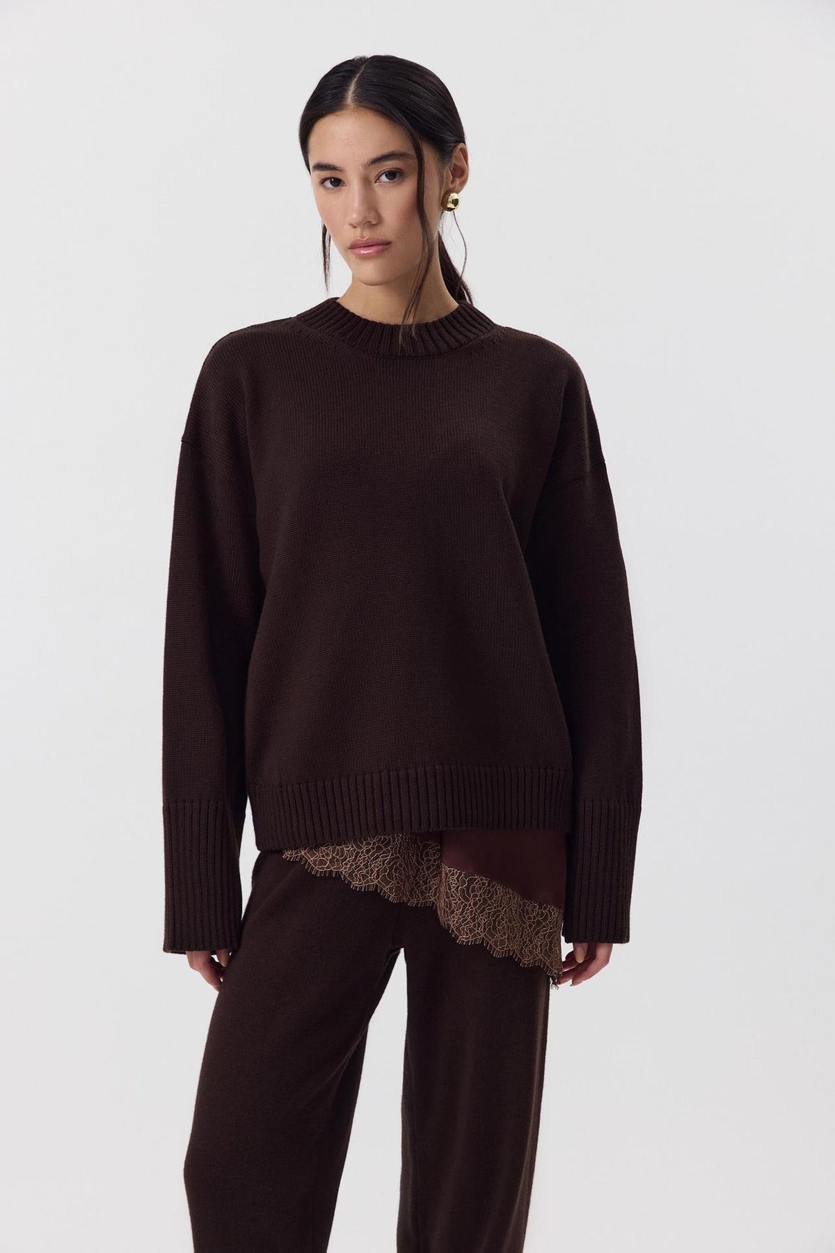 Ottilia Cotton Crew Neck Drop Shoulder Sweater