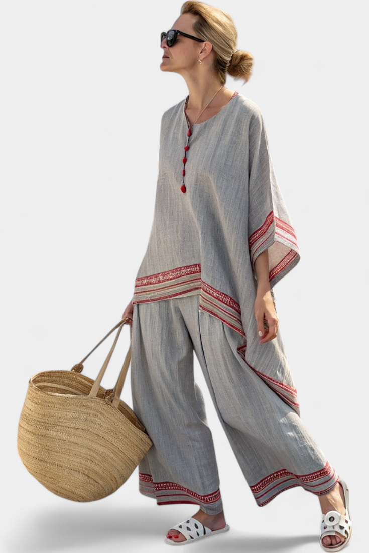 Ruby | Women's set with asymmetrical top and ethnic trousers